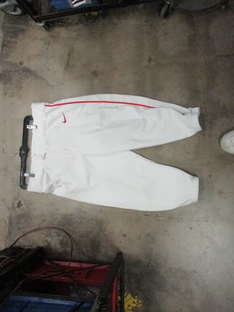 Baseball Pants with Mesh Inserts for Better Ventilation-Used Nike White Baseball Pants W/Red Piping Knicker Bottom Baseball Pants Medium