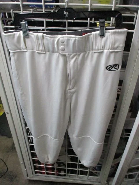 Custom Baseball Pants with Player Names and Numbers-Used Rawlings White Knicker Bottom Pants Adult Size Large