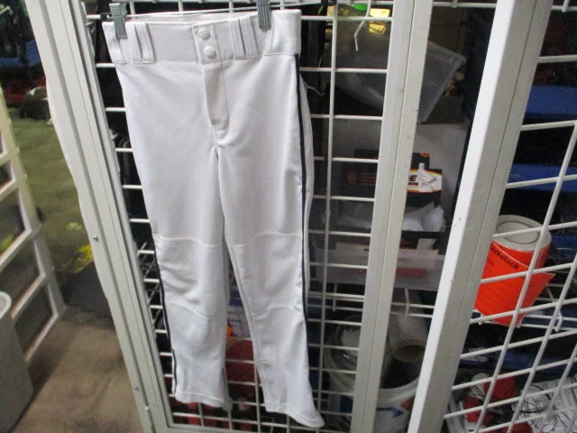 Baseball Pants with Elasticized Waistband for Comfortable Fit-Used Champro Open Bottom Baseball Pants White w/ Navy Piping Size Youth Small