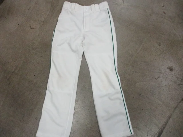 Softball-Style Baseball Pants for Flexible Play-Used Mizuno White Baseball Pants Sz Small - Green Piping