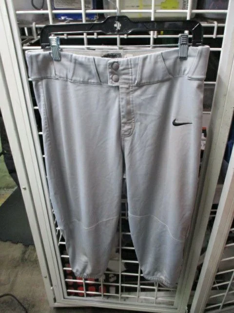 Baseball Pants with Zippered Pockets for Convenience-Used Nike Grey Knicker Bottom Pants Adult Size Medium - hole