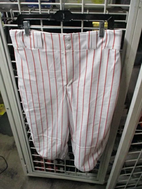 Comfortable Baseball Pants with Soft Interior Lining-Used Champro White & Red Pin Striped Knicker Bottom Pants Adult Size Large