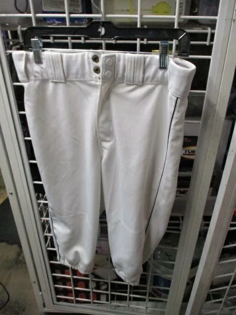 Baseball Pants with Piping for Classic Style-Used Russell White & Black Piping Knicker Bottom pants Adult Size Medium