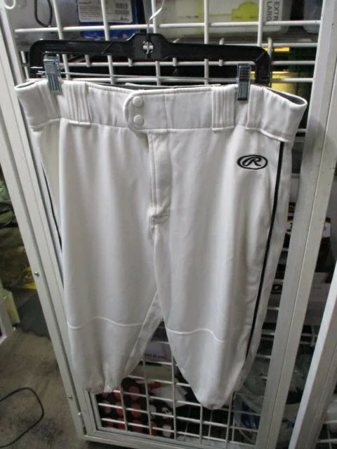 Baseball Pants with Elastic Ankles for Secure Fit-Used Rawlings White & Black Piping Knicker Bottom Pants Adult Size Large