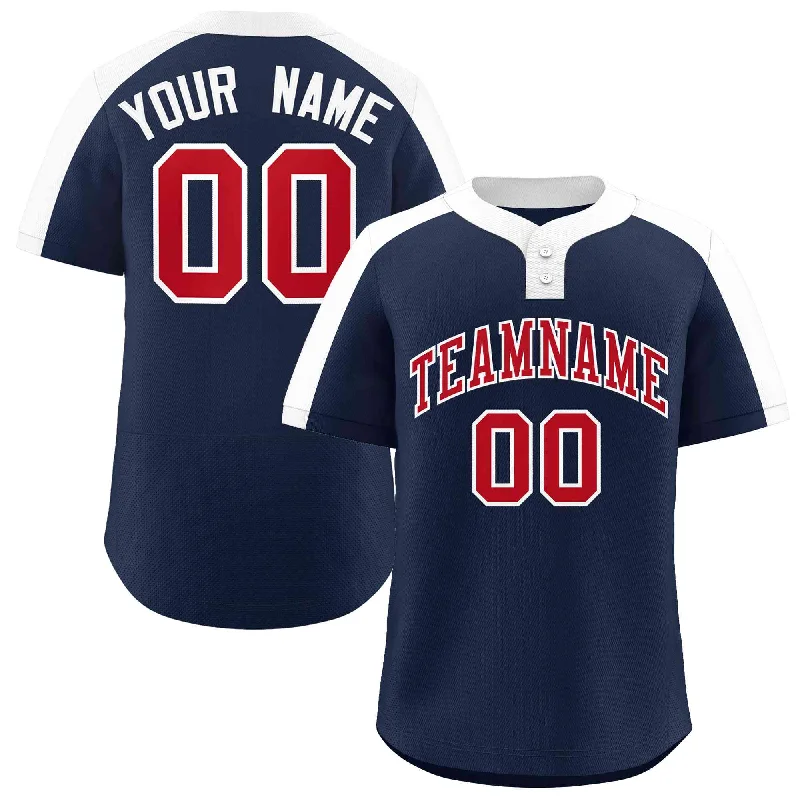 Baseball Jerseys with Durable Fabric for High-Performance Play-Custom Navy Red-White Classic Style Authentic Two-Button Baseball Jersey