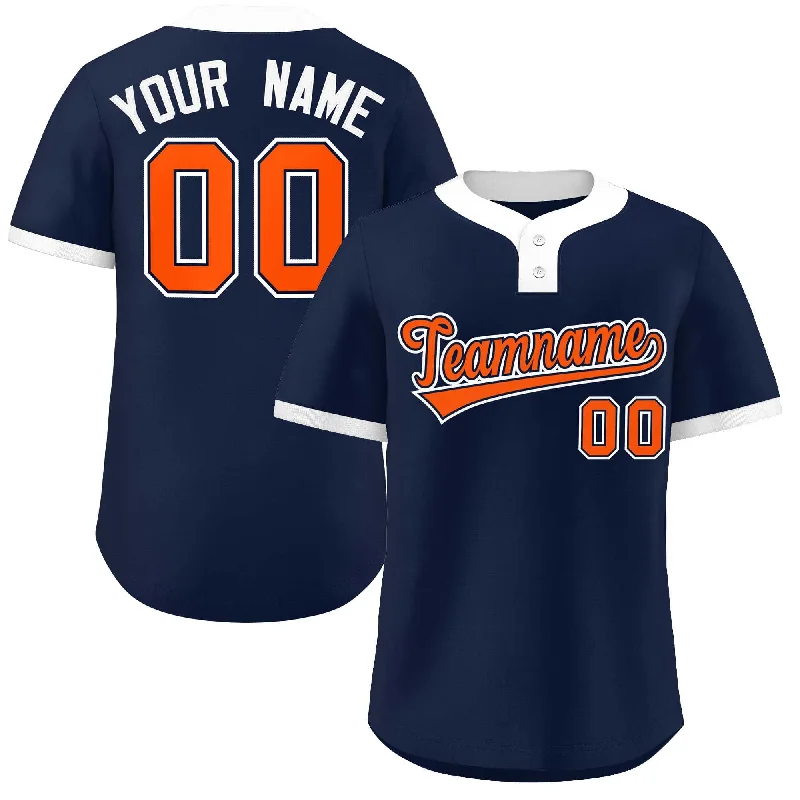 Baseball Jerseys with Reinforced Stitching for Durability-Custom Navy Orange-White Classic Style Authentic Two-Button Baseball Jersey