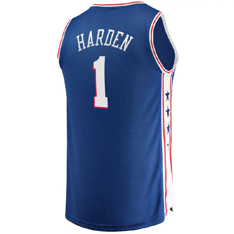 Basketball Jerseys with Soft Fabric for a Casual Look-PH.76ers #1 James Harden Fanatics Branded 2021-22 Fast Break Replica Jersey Royal Icon Edition Stitched American Basketball Jersey