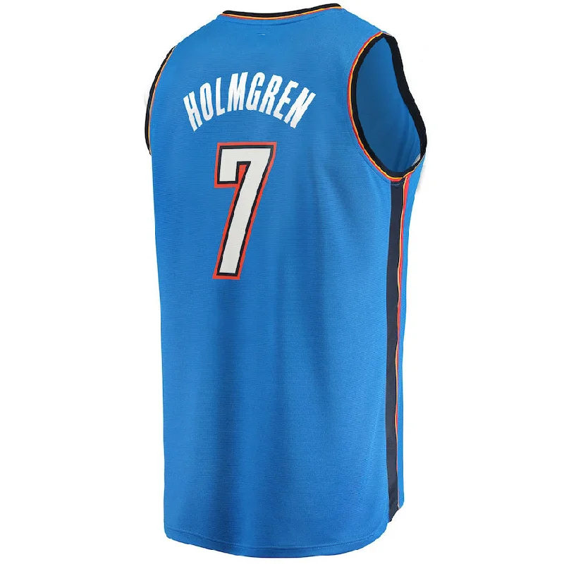 Premium Basketball Jerseys for Professional Teams-OC.Thunder #7 Chet Holmgren Fanatics Branded 2022  Draft First Round Pick Fast Break Replica Jersey Icon Edition Blue Stitched American Basketball Jersey