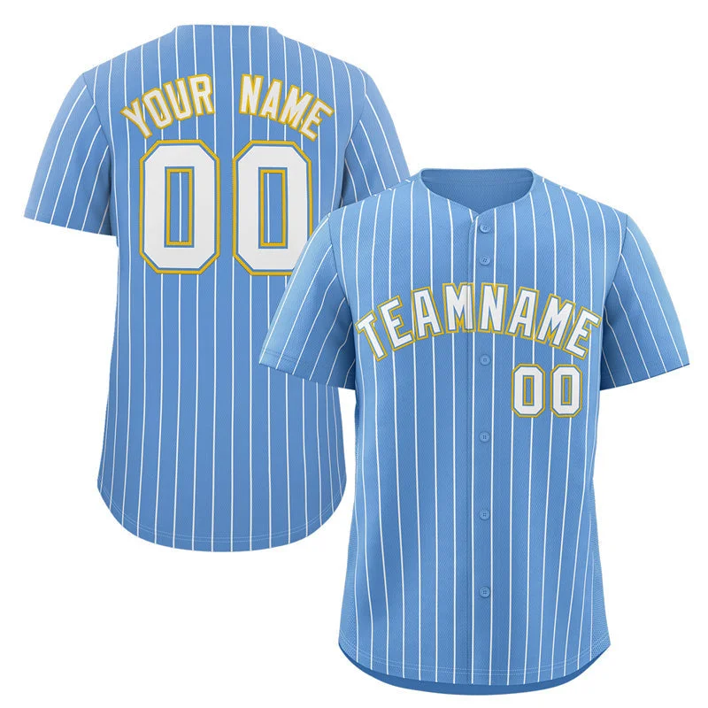 Professional Baseball Jerseys for Competitive Players-Custom Light Blue White-Gold Stripe Fashion Authentic Baseball Jersey