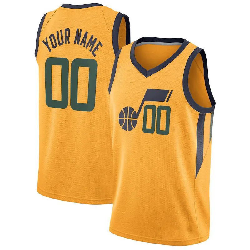 Basketball Jerseys with Contrast Stitching for Bold Design-Custom U.Jazz Swingman Custom Jersey Statement Edition Gold Stitched Basketball Jersey