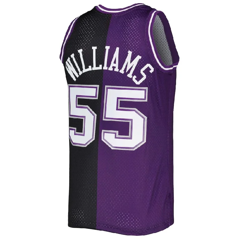 Basketball Jerseys with Custom Fit for Youth and Adults-S.Kings #55 Jason Williams Mitchell & Ness Hardwood Classics 2000-01 Split Swingman Jersey PurpleBlack Stitched American Basketball Jersey