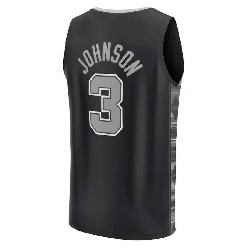 Basketball Jerseys with Durable Fabric for High-Performance Play-S.Antonio Spurs #3 Keldon Johnson Fanatics Branded 2022-23 Fast Break Replica Player Jersey Statement Edition Black Stitched American Basketball Jersey