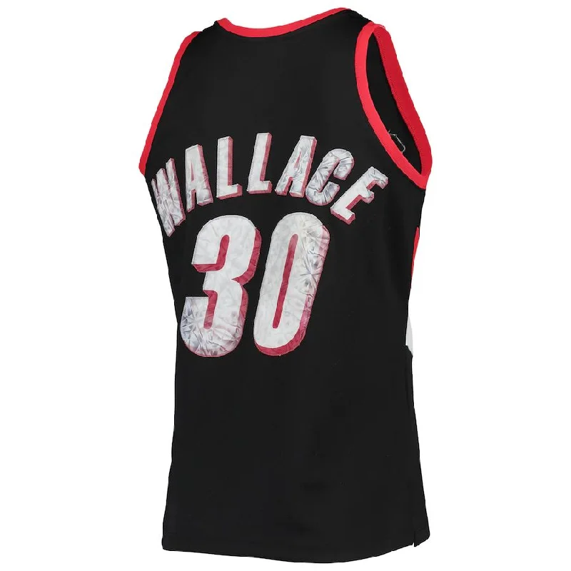 Basketball Jerseys with Moisture-Wicking Technology-P.Trail Blazers #30 Rasheed Wallace Mitchell & Ness 1996-97 Hardwood Classics  75th Anniversary Diamond Swingman Jersey Icon Edition Black Stitched American Basketball Jersey