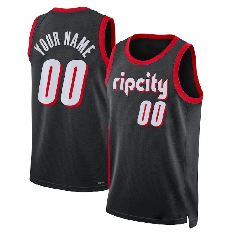 Basketball Jerseys with Lightweight Nylon Fabric for Ultimate Comfort-Custom P.Trail Blazers 2021-22 Swingman Custom Jersey City Edition Black Stitched Basketball Jersey