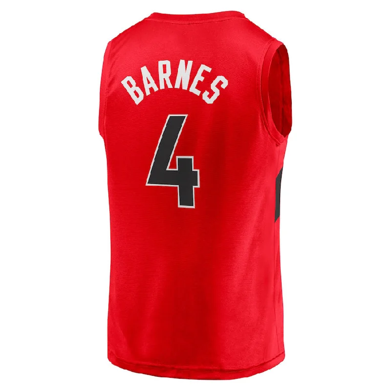 Basketball Jerseys with Extended Back for Comfort and Fit-T.Raptors #4 Scottie Barnes Fanatics Branded Draft First Round Pick Fast Break Replica Jersey Red Icon Edition Stitched American Basketball Jersey