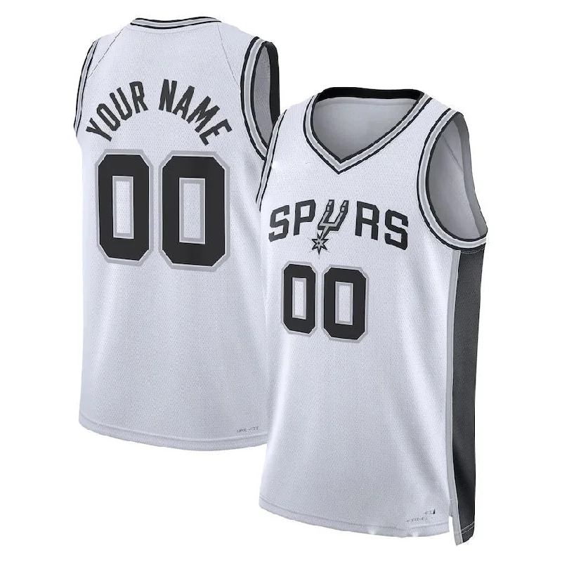 Basketball Jerseys with Heat-Pressed Numbers and Logos for Durability-Custom S.Antonio Spurs Unisex 2022-23 Swingman Custom Jersey Association Edition White Stitched Basketball Jersey