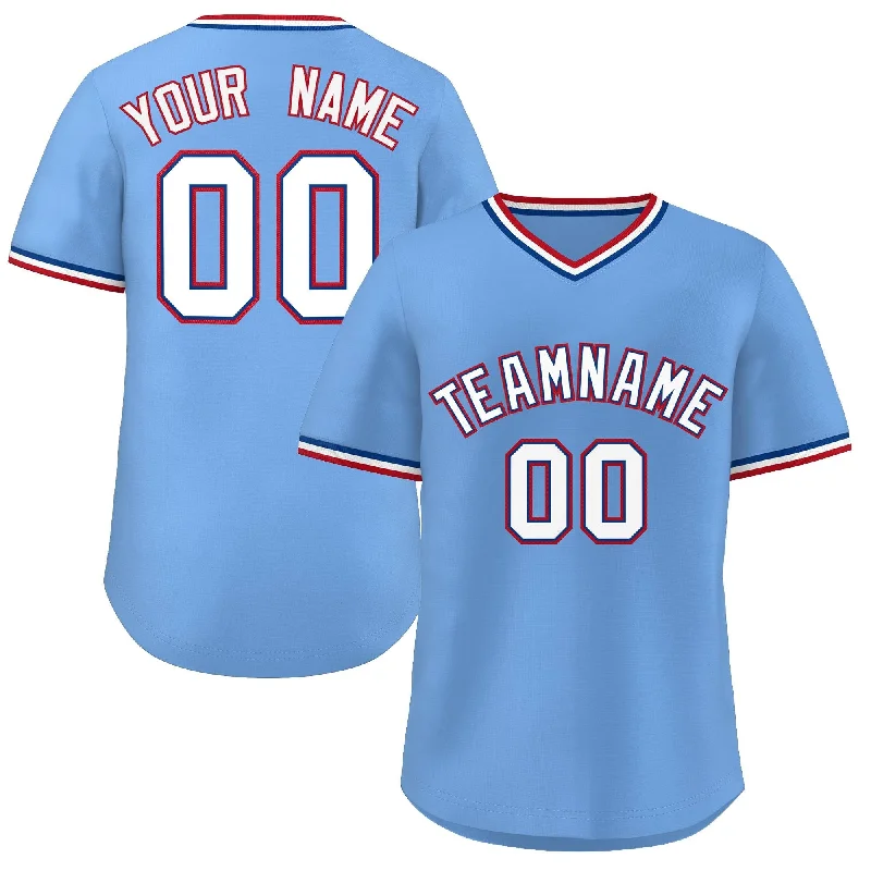 Baseball Jerseys with Non-Iron Fabric for Low Maintenance-Custom Light Blue White Classic Style Personalized Authentic Pullover Baseball Jersey