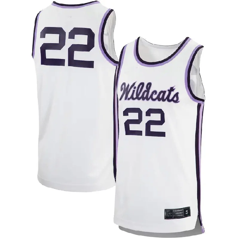 Basketball Jerseys with Elastic Cuffs for Snug Fit-#22 K.State Wildcats Retro Replica Basketball Jersey White Stitched American College Jerseys