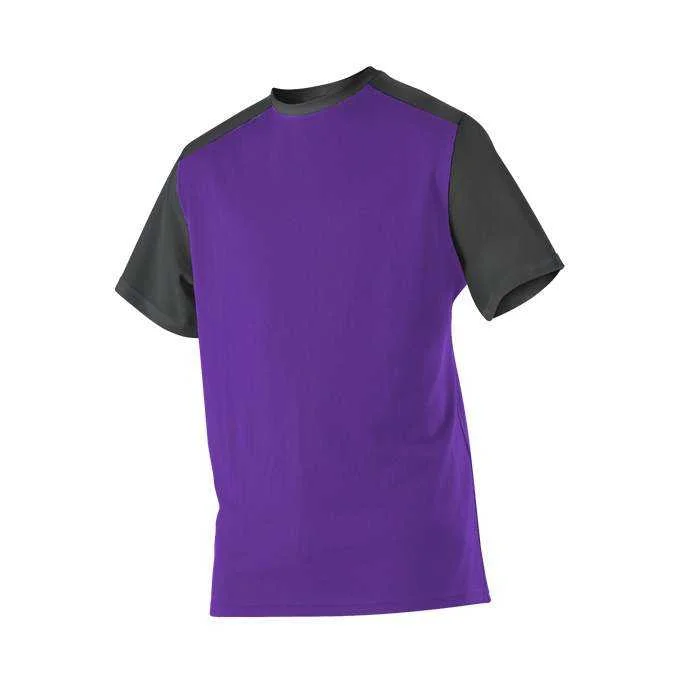 Baseball Jerseys with Ribbed Sleeves for Style and Fit-Alleson Athletic 532CJ Adult Crew Neck Baseball Jersey - Purple Black