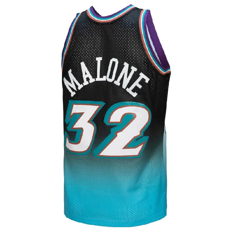 Basketball Jerseys with Stretch-Fit Design for Flexible Play-U.Jazz #32 Karl Malone Mitchell & Ness 199697 Hardwood Classics Fadeaway Swingman Player Jersey BlackLight Blue Stitched American Basketball Jersey