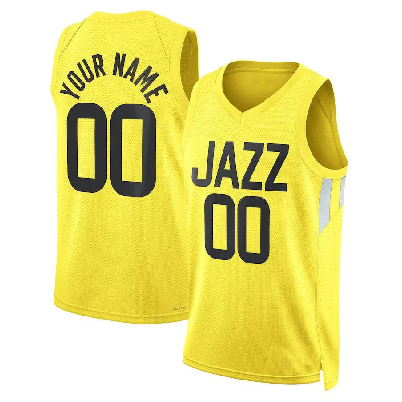 Youth Basketball Jerseys with Personalized Name and Number-Custom U.Jazz Unisex 2022-23 Swingman Custom Jersey Icon Edition Yellow Stitched Basketball Jersey