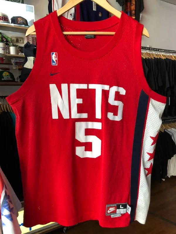 Basketball Jerseys with Zip-Up Design for Easy Wear-Vintage Nike New Jersey Nets Jason Kidd Swingman Size Large