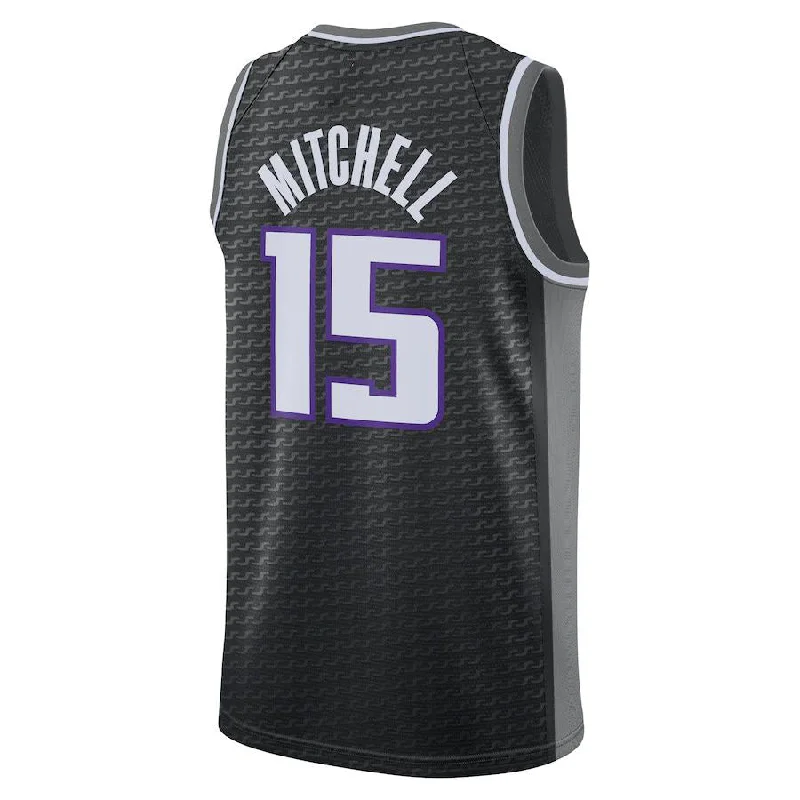 Basketball Jerseys with Quick-Release Zippers for Easy Removal-S.Kings #15 Davion Mitchell Jordan Brand 2022-23 Statement Edition Swingman Jersey Black Stitched American Basketball Jersey