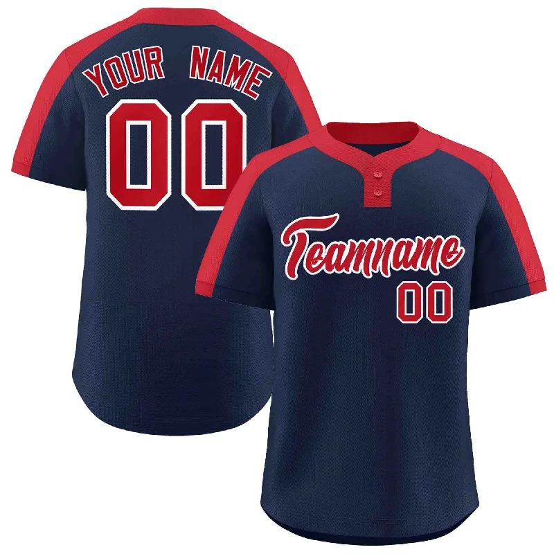 Baseball Jerseys with Tapered Cut for Modern Appeal-Custom Navy Red-White Classic Style Authentic Two-Button Baseball Jersey