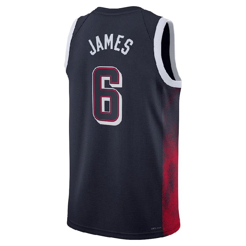 Basketball Jerseys with Mesh Inserts for Extra Ventilation-USA Basketball #6 LeBron James Unisex 2024 Swingman Player Jersey - Navy American Basketball Jersey