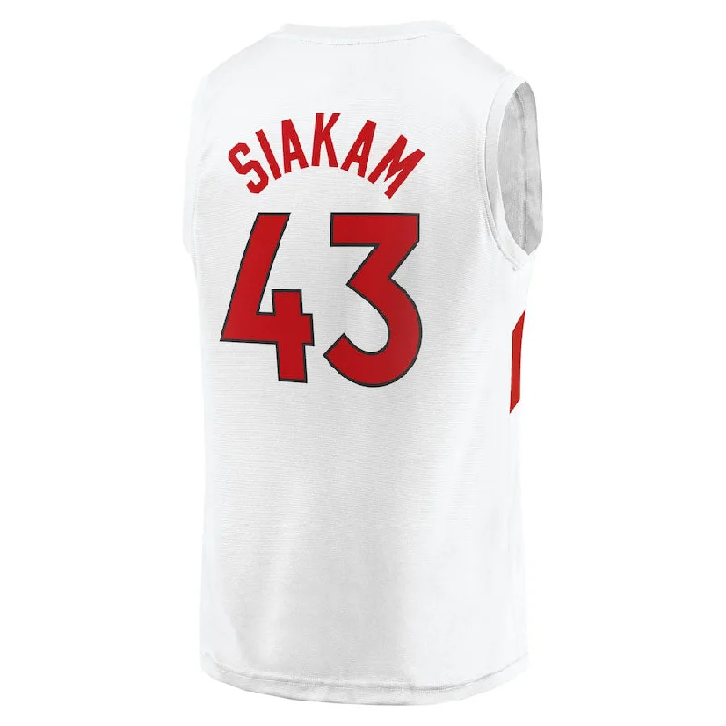 Basketball Jerseys with Zip-Up Design for Easy Wear-T.Raptors #43 Pascal Siakam Fanatics Branded  Fast Break Replica Jersey Association Edition White Stitched American Basketball Jersey