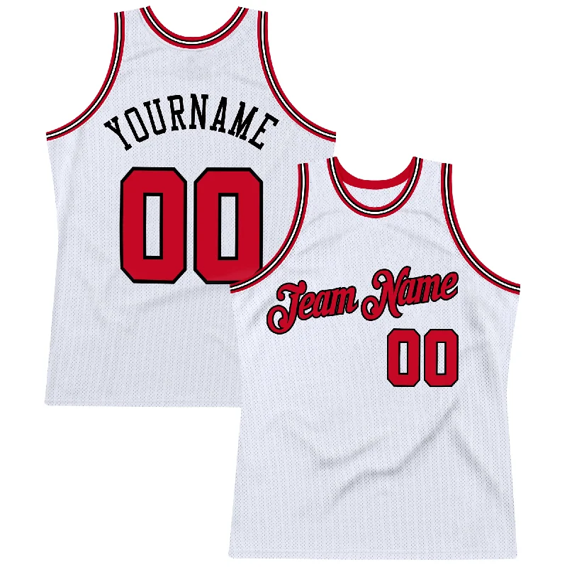 Basketball Jerseys with Bold Color Contrast for Standout Look-Custom White Red-Black Authentic Throwback Basketball Jersey