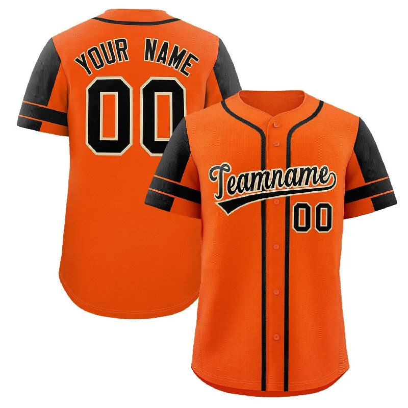 Baseball Jerseys with Reinforced Elbows for Extra Durability-Custom Orange Black Personalized Raglan Sleeves Authentic Baseball Jersey