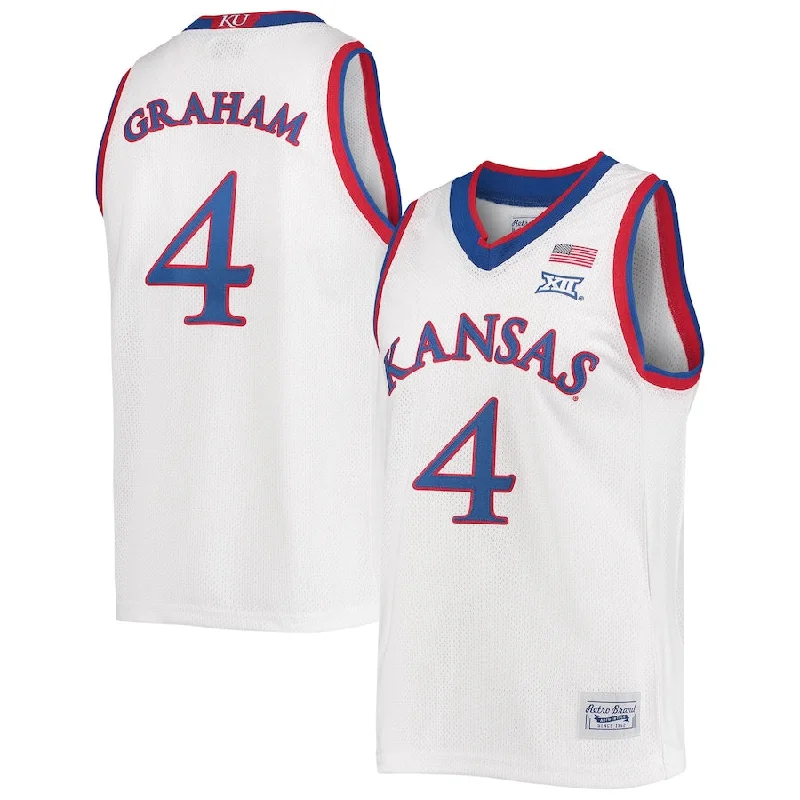 Basketball Jerseys with Full-Length Sleeves for Full Coverage-K.Jayhawks #4 Devonte' Graham Original Retro Brand Commemorative Classic Basketball Jersey White Stitched American College Jerseys