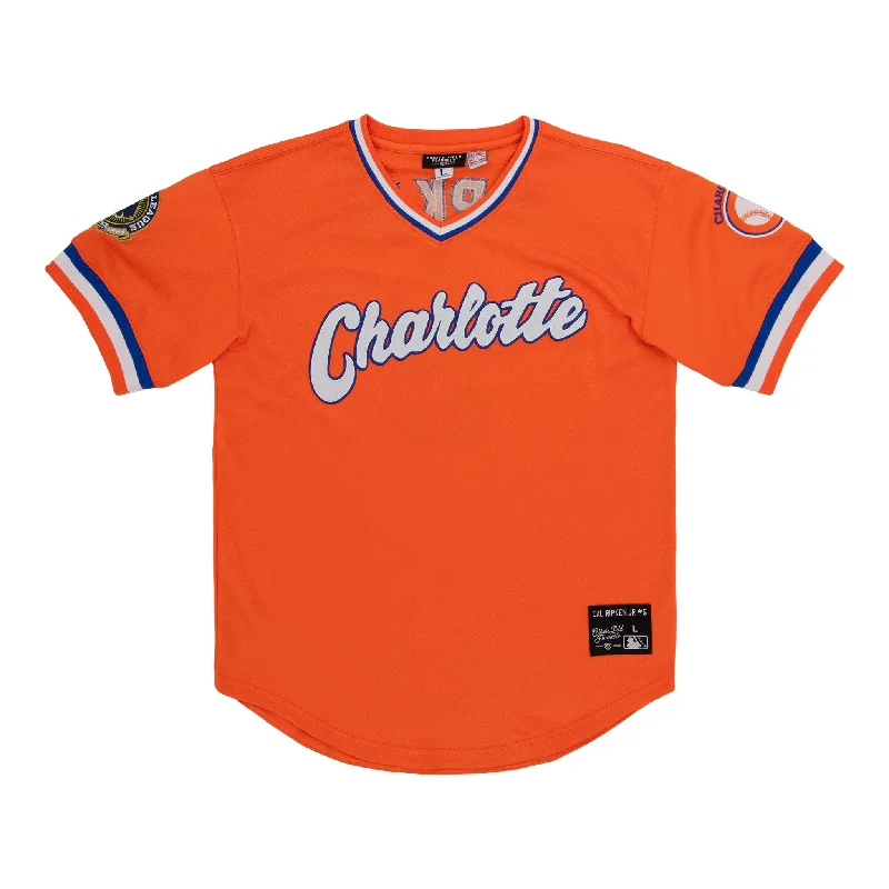 Baseball Jerseys with Contrast Stitching for Bold Design-Charlotte Orioles EFF MiLB Vintage V-Neck Baseball Jersey