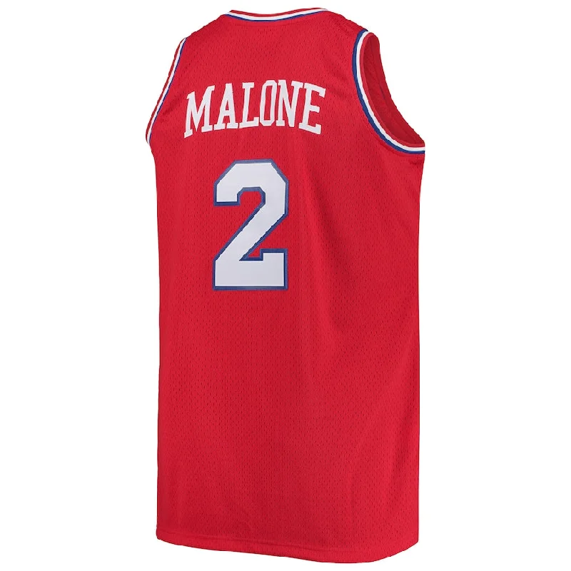 Basketball Jerseys with Soft Lining for Comfort During Play-PH.76ers #2 Moses Malone Mitchell & Ness Big & Tall Hardwood Classics Jersey Red Stitched American Basketball Jersey