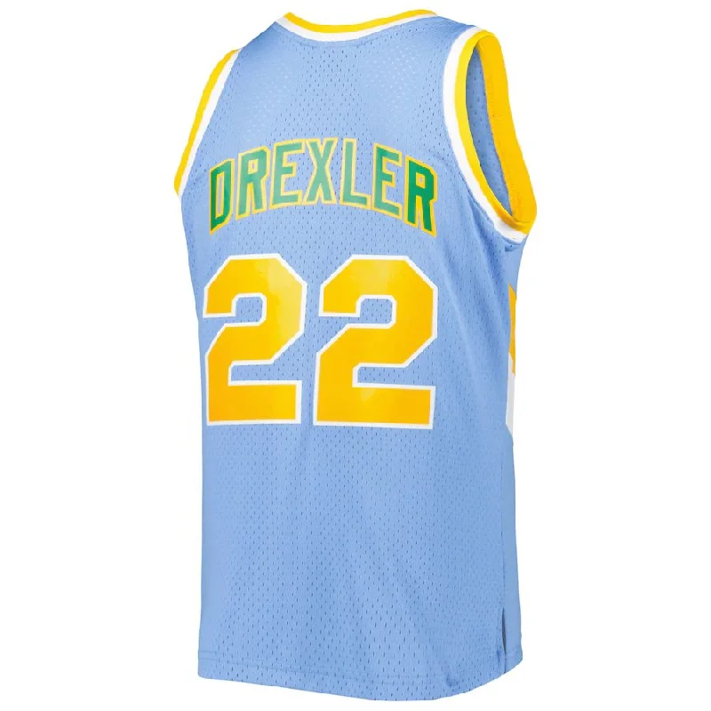 Basketball Jerseys with Soft Fabric for a Casual Look-P.Trail Blazers #22 Clyde Drexler Mitchell & Ness 1983-84 Hardwood Classics Reload 3.0 Swingman Jersey Light Blue Stitched American Basketball Jersey