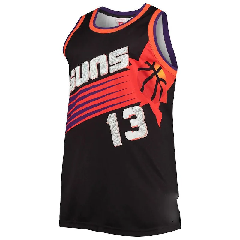 Basketball Jerseys with Slim Cut for Athletic Look-P.Suns #13 Steve Nash Mitchell & Ness Big & Tall 1996-97 75th Anniversary Diamond Swingman Jersey Black Stitched American Basketball Jersey