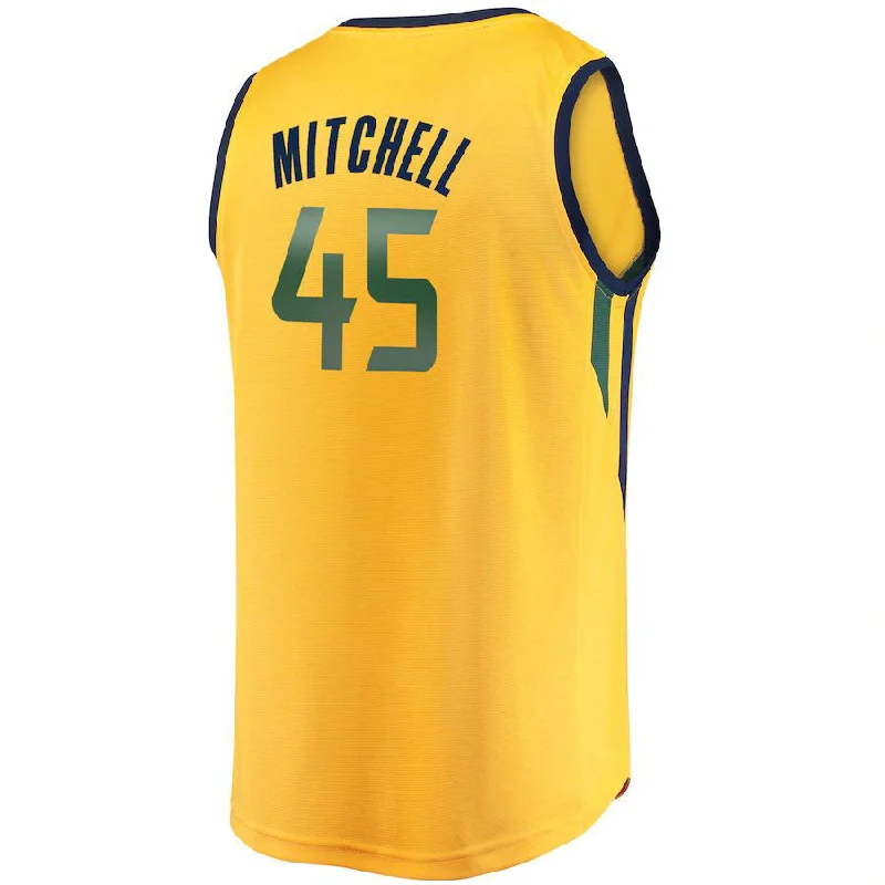 Basketball Jerseys with Mesh Back for Extra Cooling-U.Jazz #45 Donovan Mitchell Fanatics Branded Fast Break Replica Jersey Gold Statement Edition Stitched American Basketball Jersey