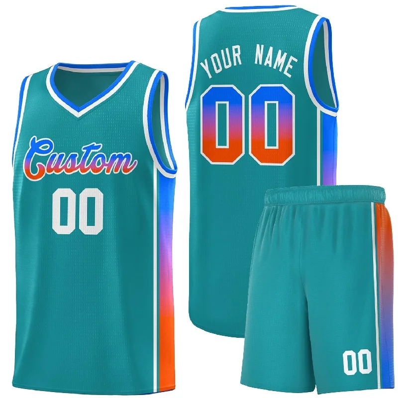 Basketball Jerseys with Custom Colors for Team Branding-Custom Aqua Pink-Orange Gradient Fashion Sports Uniform Basketball Jersey