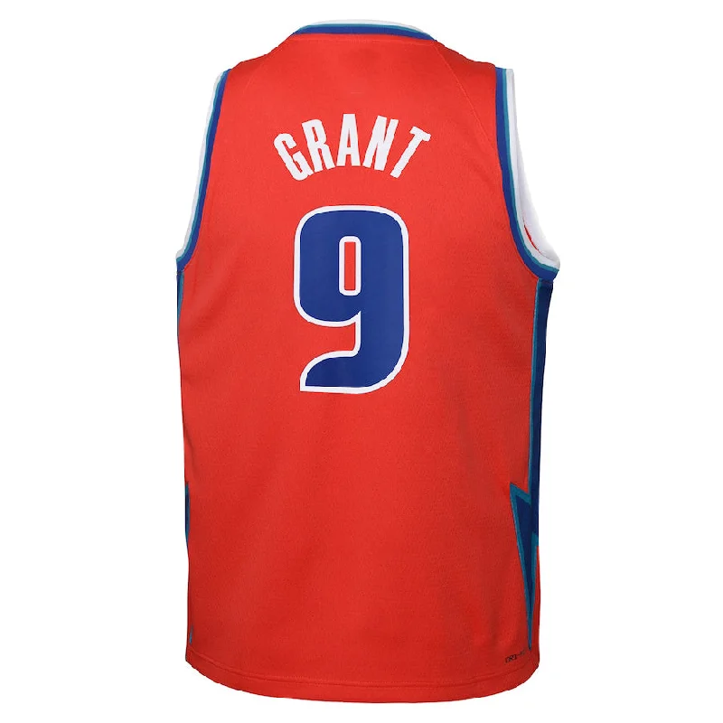 Basketball Jerseys with Slim Fit for Modern Look-D.Pistons #9 Jerami Grant 2021-22 Swingman Jersey City Edition Red Stitched American Basketball Jersey