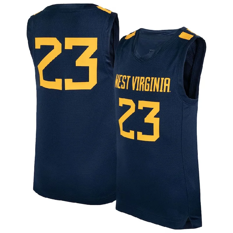 Basketball Jerseys with Piping for Traditional Style-#23 W.Virginia Mountaineers Icon Replica Basketball Jersey - Navy American College Jerseys