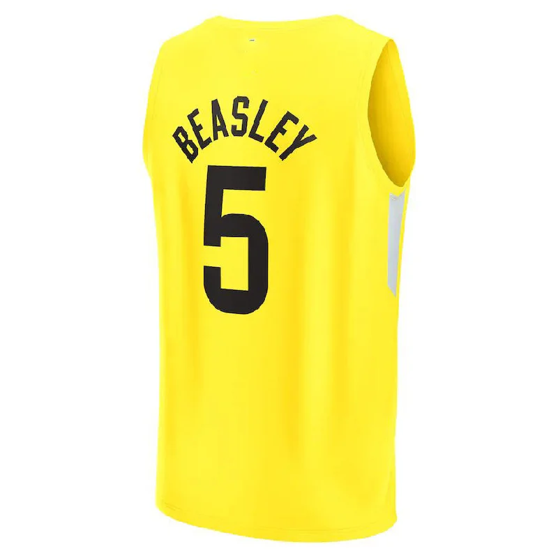 Basketball Jerseys with Elastic Cuffs for Snug Fit-U.Jazz #5 Malik Beasley Fanatics Branded Fast Break Replica Jersey  Icon Edition Yellow Stitched American Basketball Jersey