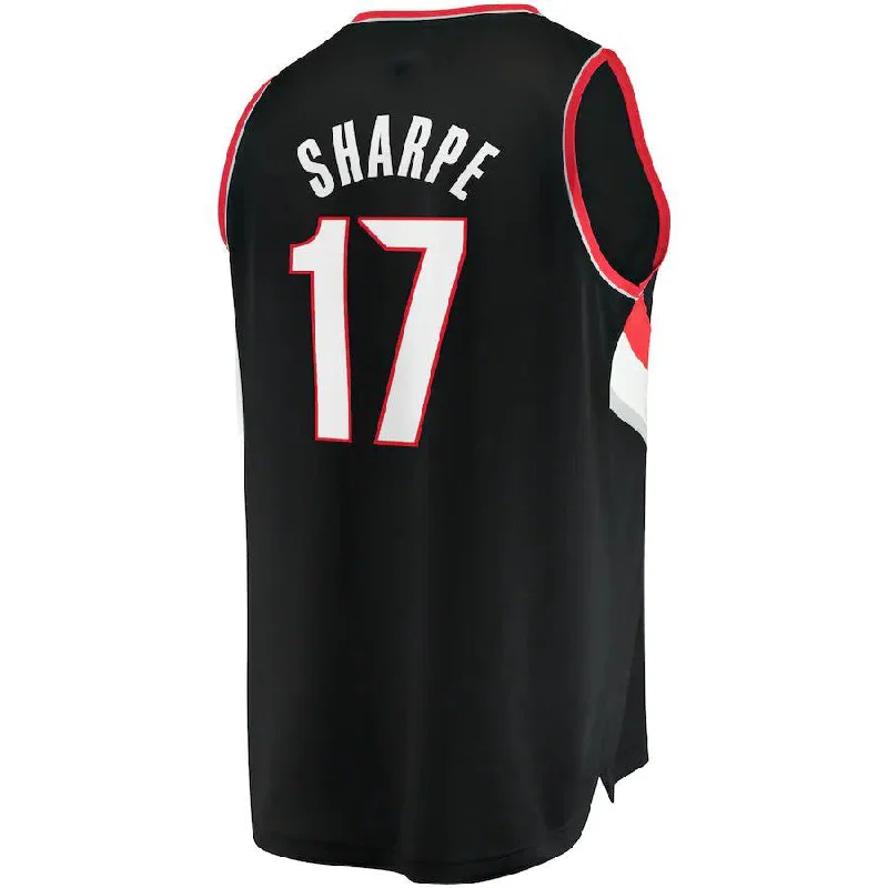 Basketball Jerseys with Adjustable Neck Design for Perfect Fit-P.Trail Blazers #17 Shaedon Sharpe Fanatics Branded 2022  Draft First Round Pick Fast Break Replica Jersey  Icon Edition  Black Stitched American Basketball Jersey