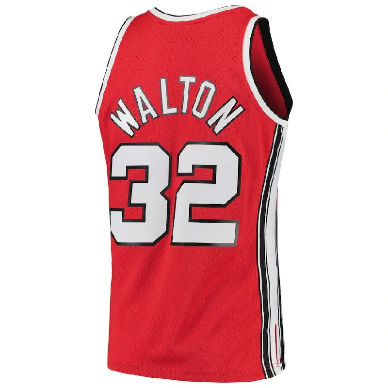 Basketball Jerseys with Raglan Sleeves for Mobility-P.Trail Blazers #32 Bill Walton Mitchell & Ness 1976-77 Hardwood Classics Swingman Player Jersey Red Stitched American Basketball Jersey