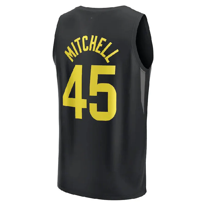 Basketball Jerseys with Reinforced Elbows for Extra Durability-U.Jazz #45 Donovan Mitchell Fanatics Branded  2021-22 Fast Break Player Jersey Black Statement Edition Stitched American Basketball Jersey