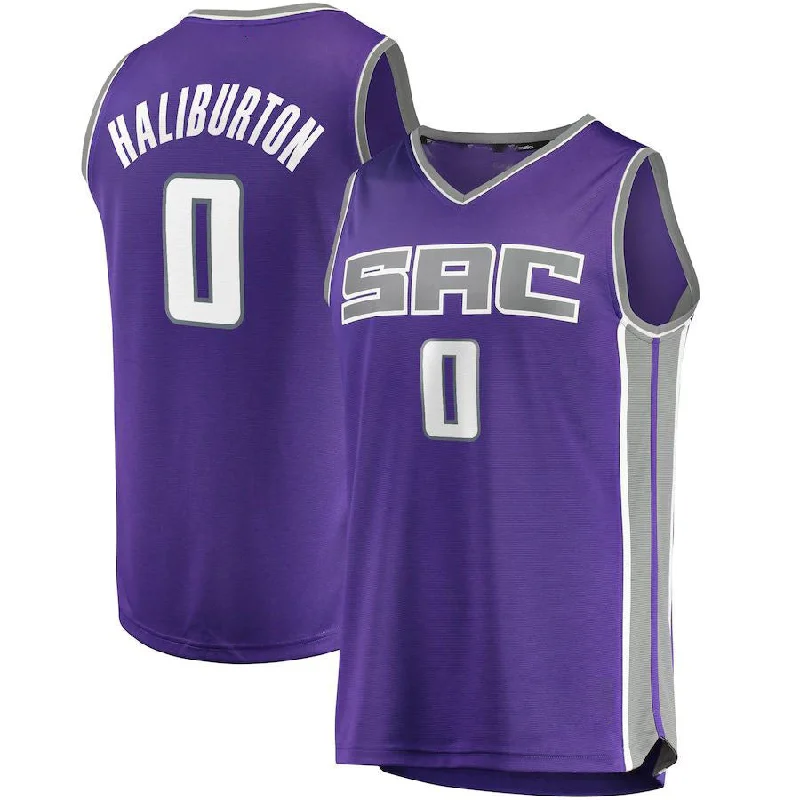 Basketball Jerseys with Soft and Stretchable Fabric for All-Day Comfort-S.Kings #0 Tyrese Haliburton Fanatics Branded  Draft First Round Pick Fast Break Replica Jersey Purple - Icon Edition Icon Edition Purple Stitched American Basketball Jersey