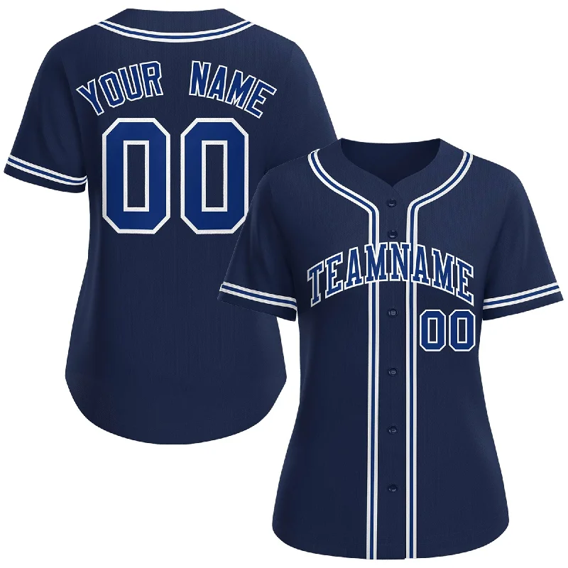 Baseball Jerseys for Kids with Adjustable Fit-Custom Navy Royal-White Classic Style Baseball Jersey For Women