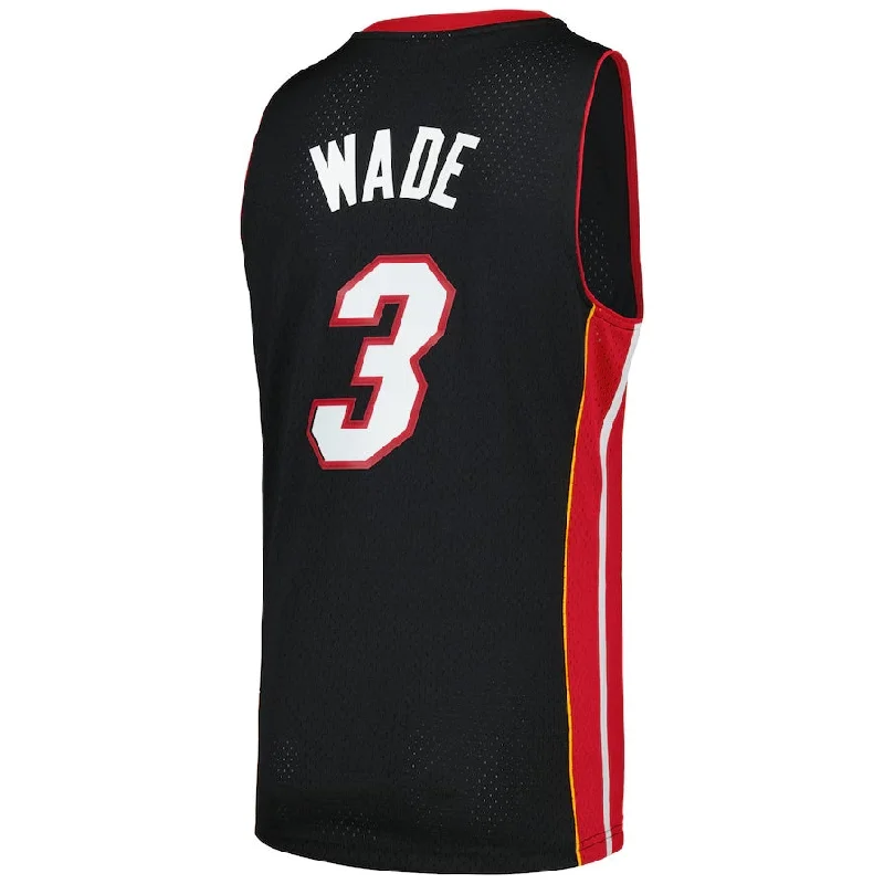 Basketball Jerseys with Tapered Sleeves for Stylish Fit-M.Heat #3 Dwyane Wade Mitchell & Ness 2012-13 Hardwood Classics Swingman Jersey - Black Stitched American Basketball Jersey