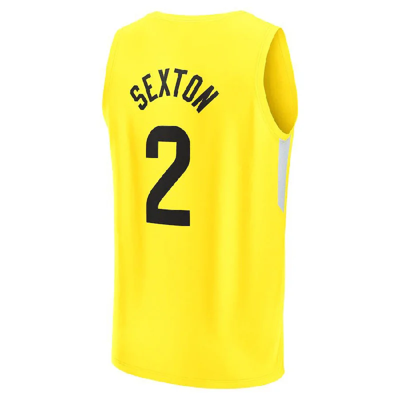 Basketball Jerseys with Adjustable Neck Design for Perfect Fit-U.Jazz #2 Collin Sexton Fanatics Branded 2022-23 Fast Break Replica Player Jersey  Icon Edition Yellow Stitched American Basketball Jersey