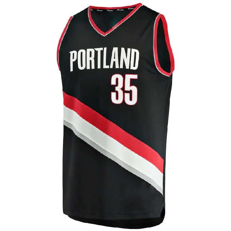 Basketball Jerseys with Side Panels for Stylish Look-P.Trail Blazers #35 Didi Louzada  Fanatics Branded 2021-22 Fast Break Replica Jersey Icon Edition Black Stitched American Basketball Jersey